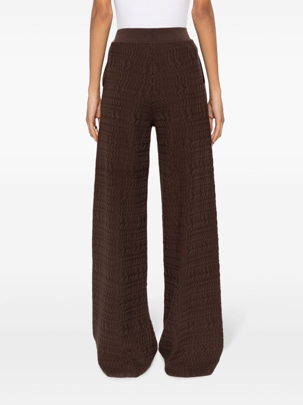patterned-jacquard cotton flared trousers - 4