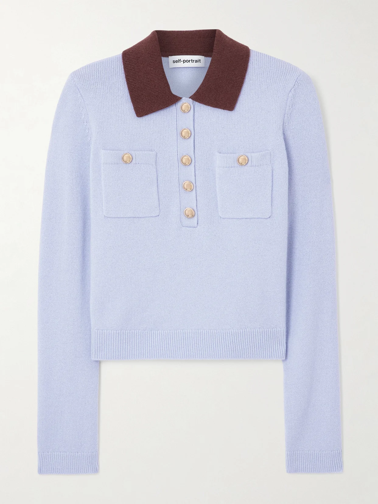 Two-tone Wool-blend Polo Shirt - 1