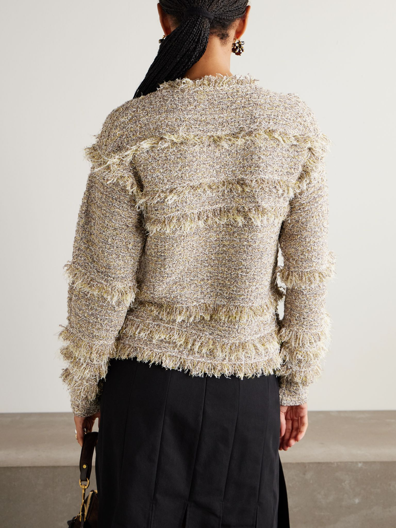 Frayed metallic tweed sweater Gray - 3