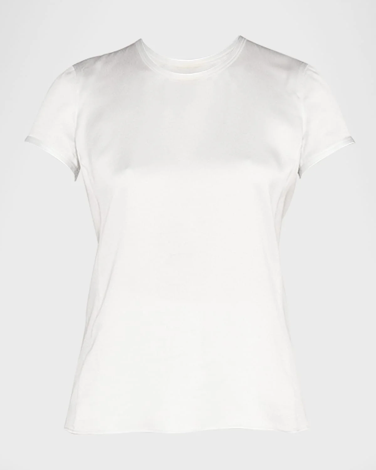 Crewneck Short-Sleeve Silk T-Shirt - 1