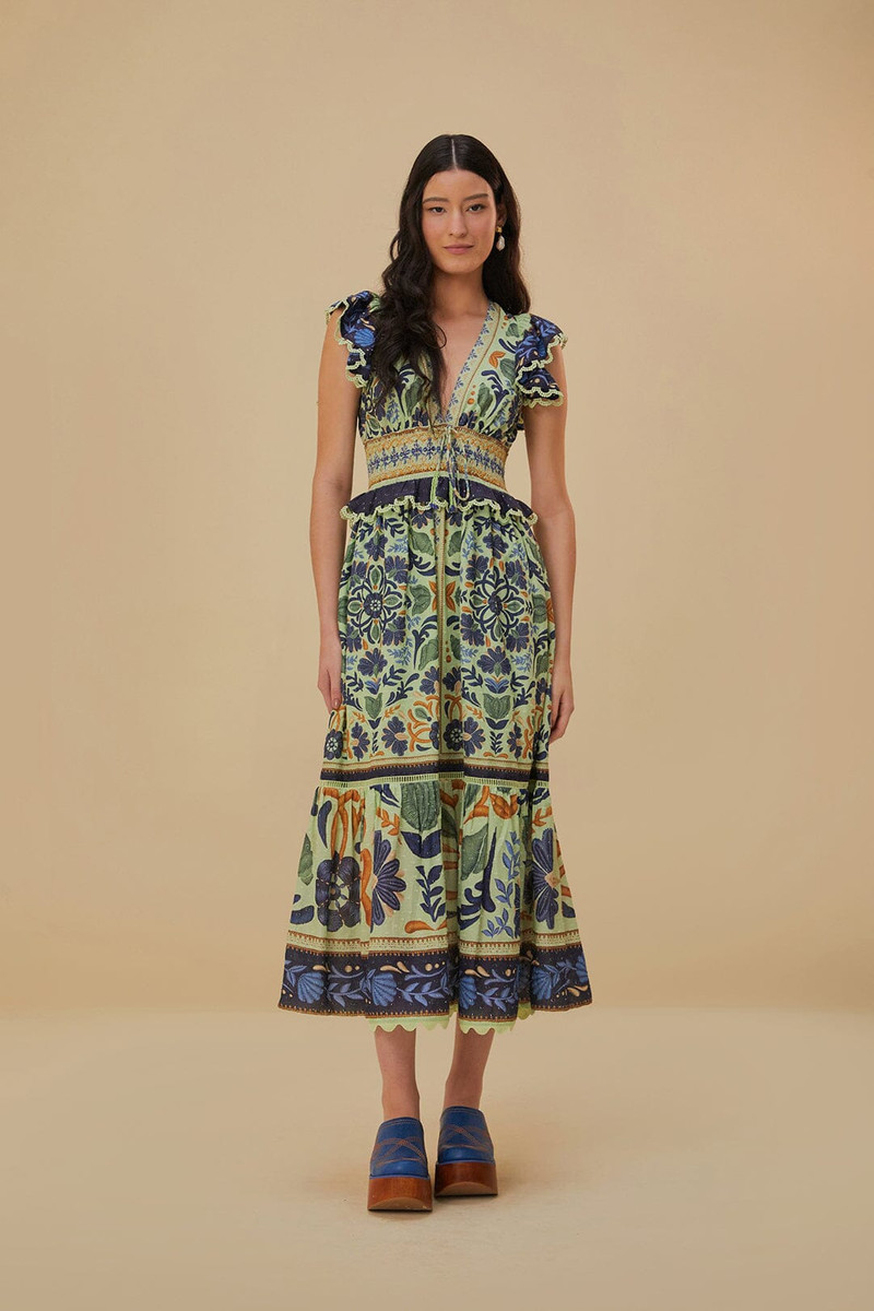 Green Ocean Tapestry Maxi Dress 1
