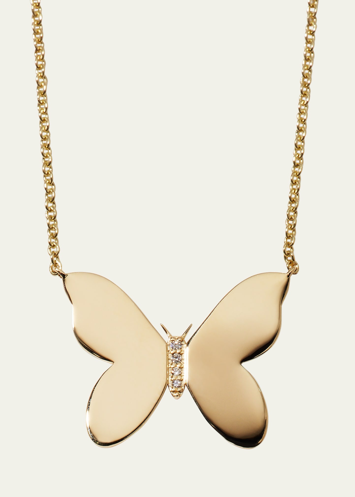 14k Plain Butterfly Necklace w/ Diamonds - 1