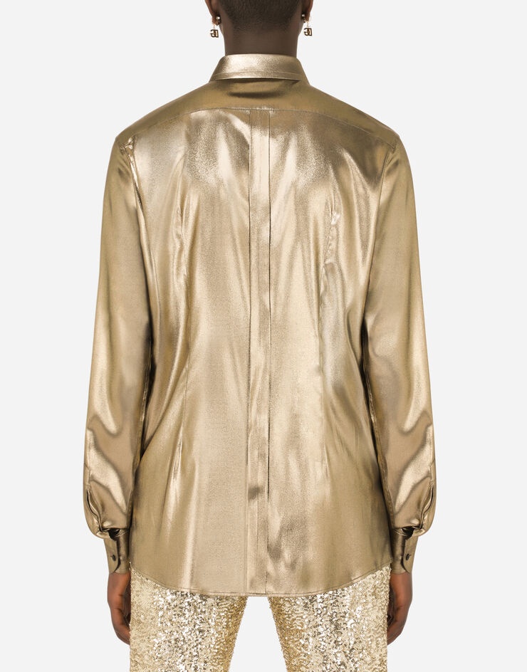 Laminated-fabric Gold-fit tuxedo shirt - 2