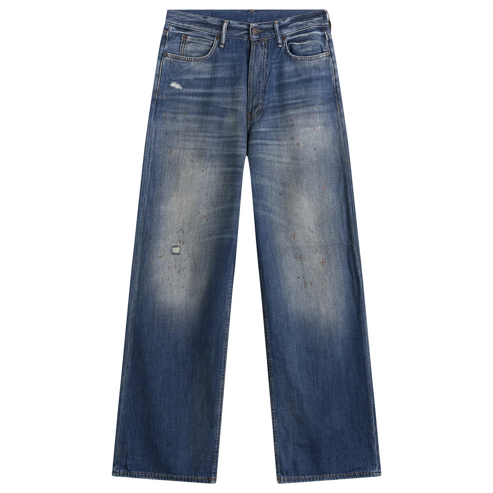 Acne Studios 1981 Mid Blue Trafalgar Wash Wide Leg Jeans - 1