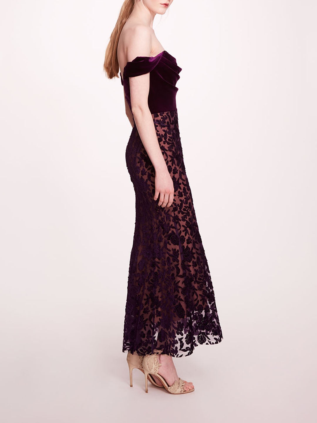 VELVET CUTWORK MIDI DRESS - 3