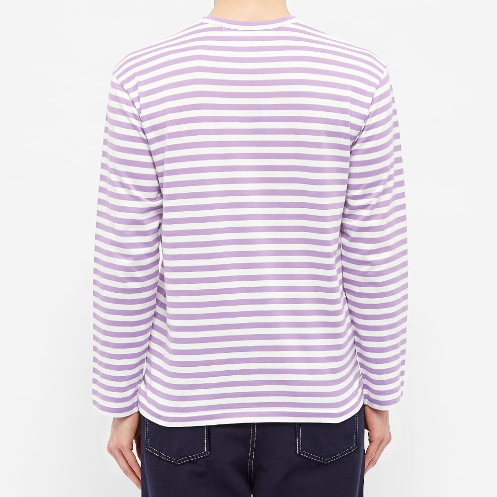 Comme des Garcons Play Little Red Heart Long Sleeve Stripe Tee - 4