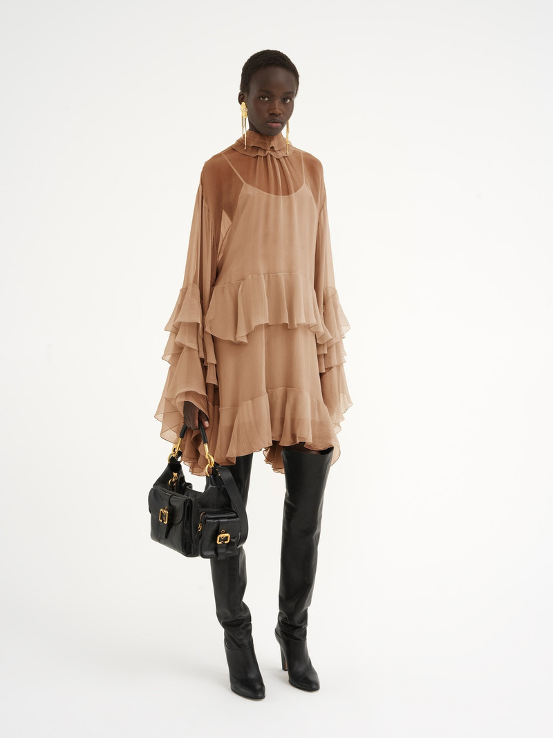 Chloé MINI RUFFLED DRESS IN SILK MOUSSELINE outlook