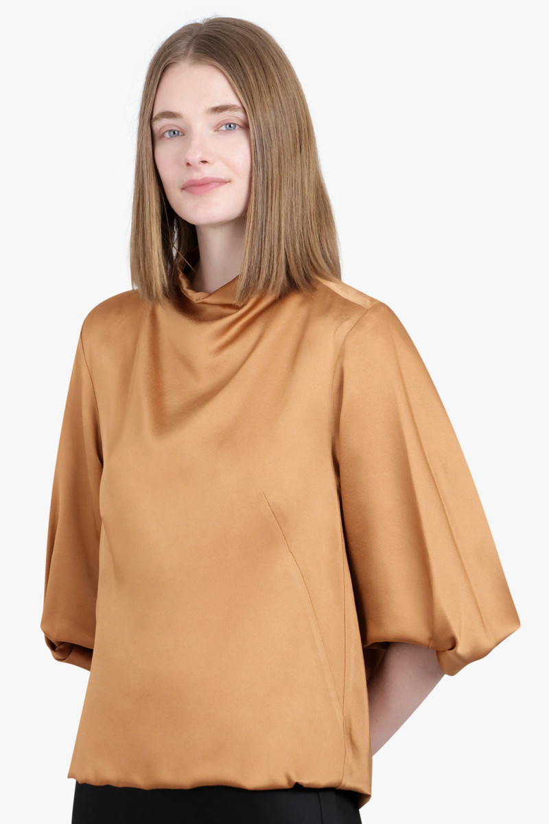 Dries Van Noten CLARI HIGH NECK S/S TOP | LIGHT RUST outlook
