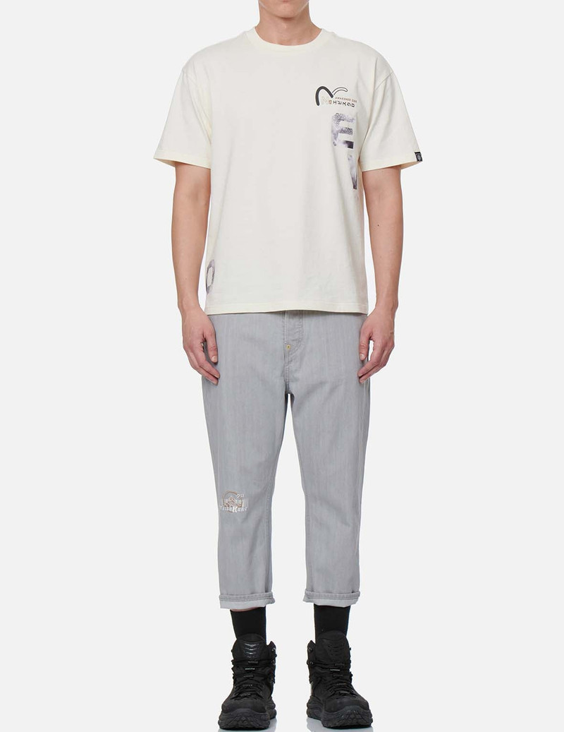 Logo Embroidery Drop-crotch Cropped-fit Denim Jeans #2027 6