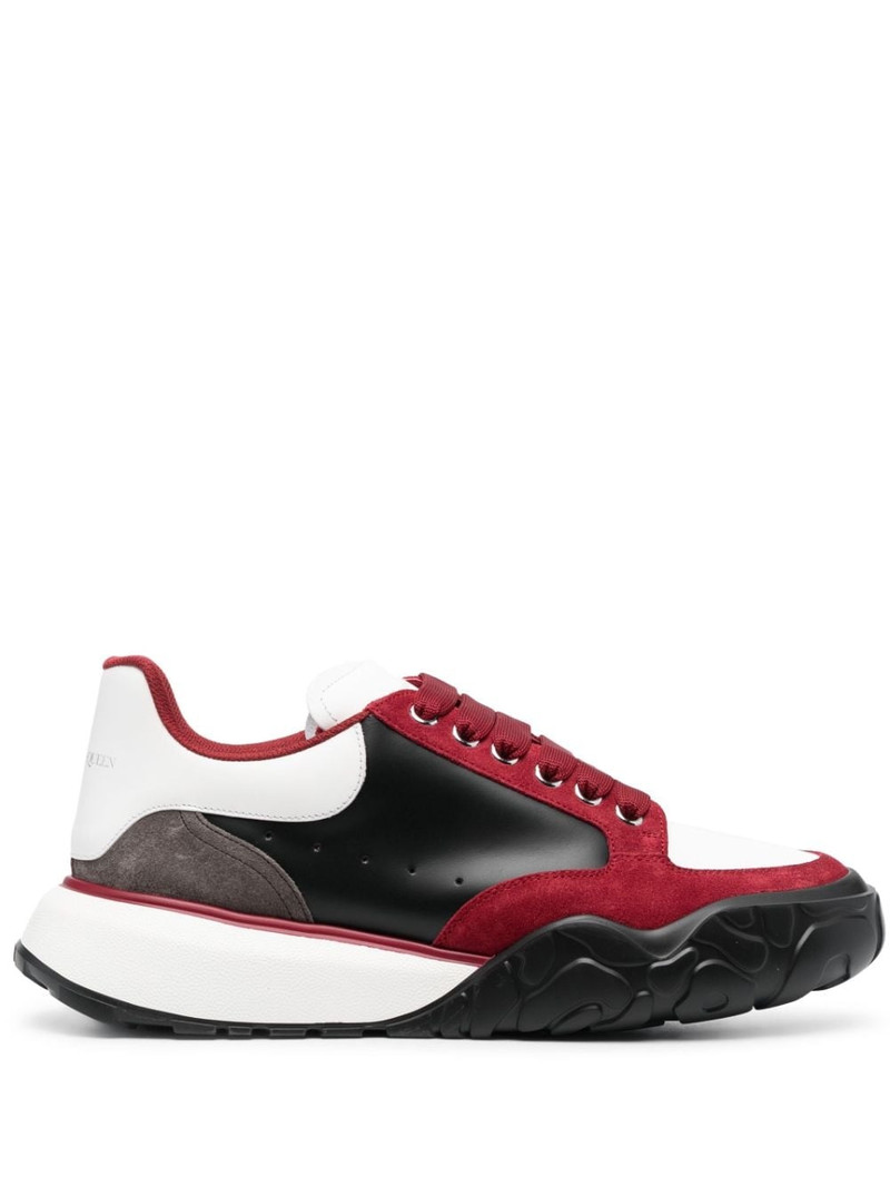colour-block leather low-top sneakers - 1