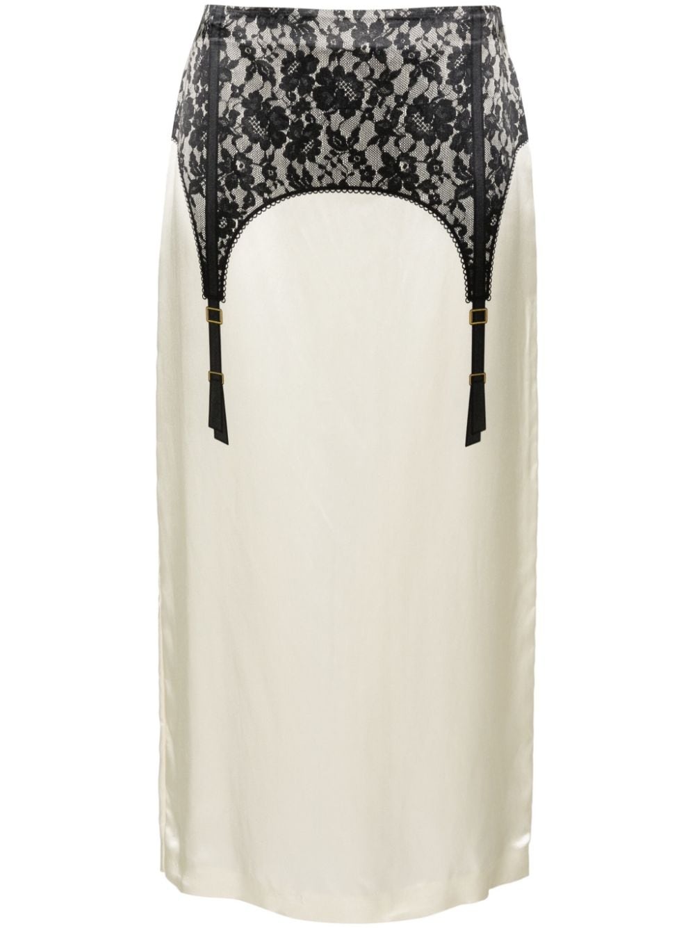 lingerie-print midi skirt - 1