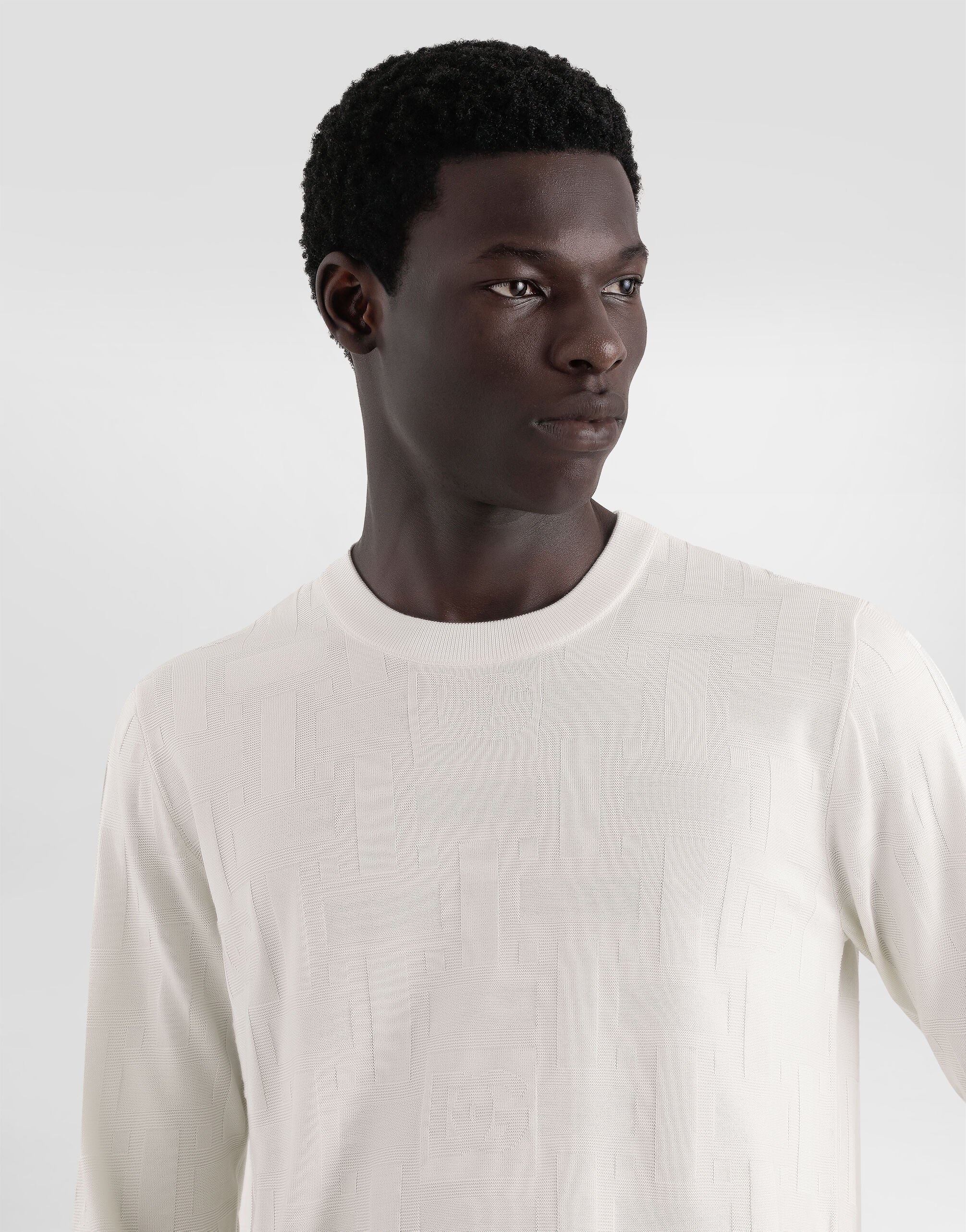 Silk round-neck sweater with all-over DG logo embroidery - 4