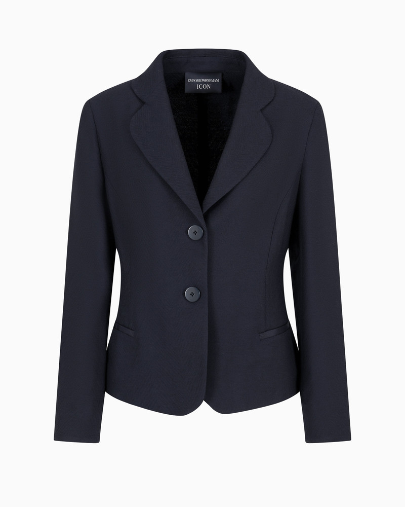 Icon single-breasted jacket in a chevron virgin-wool blend 1