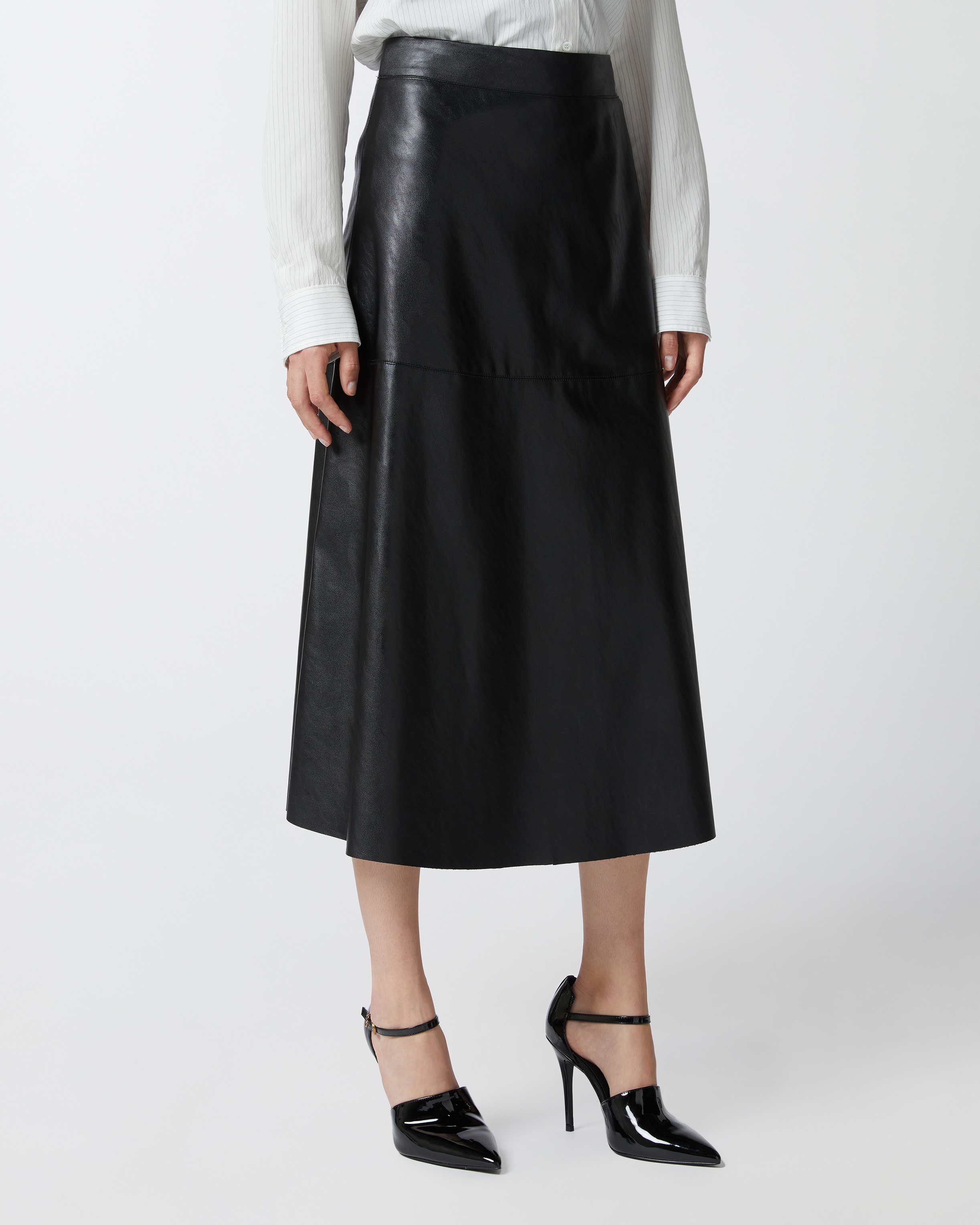 LEATHER-EFFECT MIDI SKIRT - 3