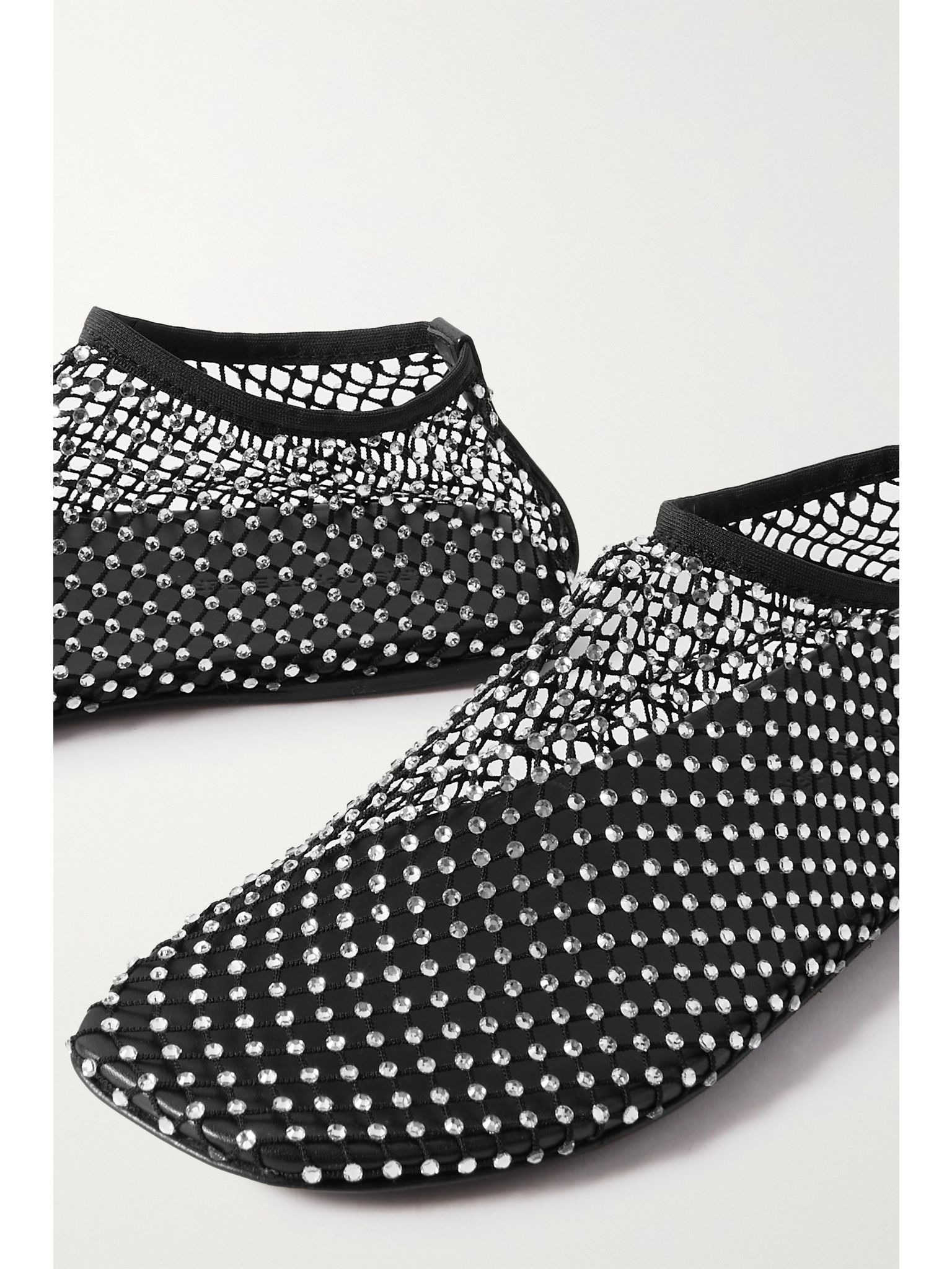Minette crystal-embellished mesh ballet flats Black - 4