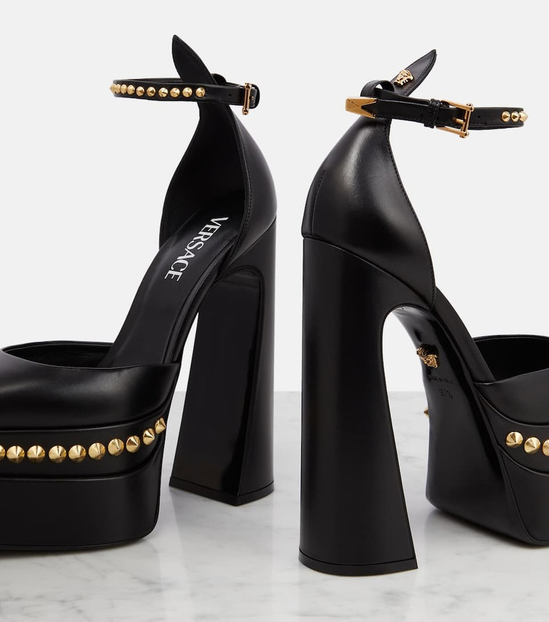 Aevitas Pointy stud leather platform pumps 6