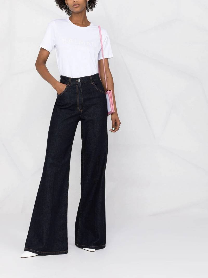 Balmain flocked logo T-shirt outlook