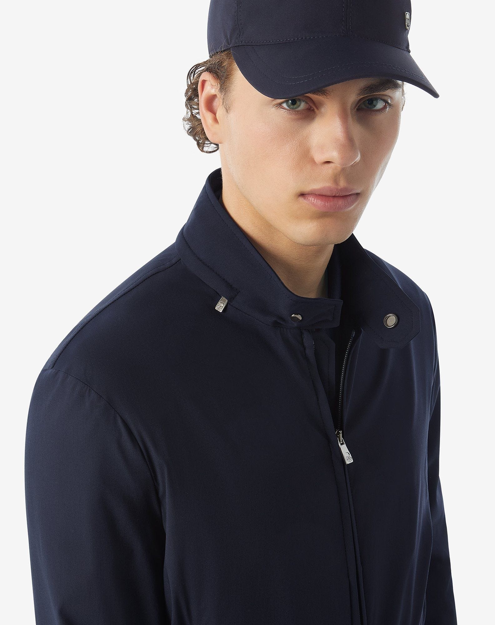 Semi-lined blue technical wool bomber jacket - 4