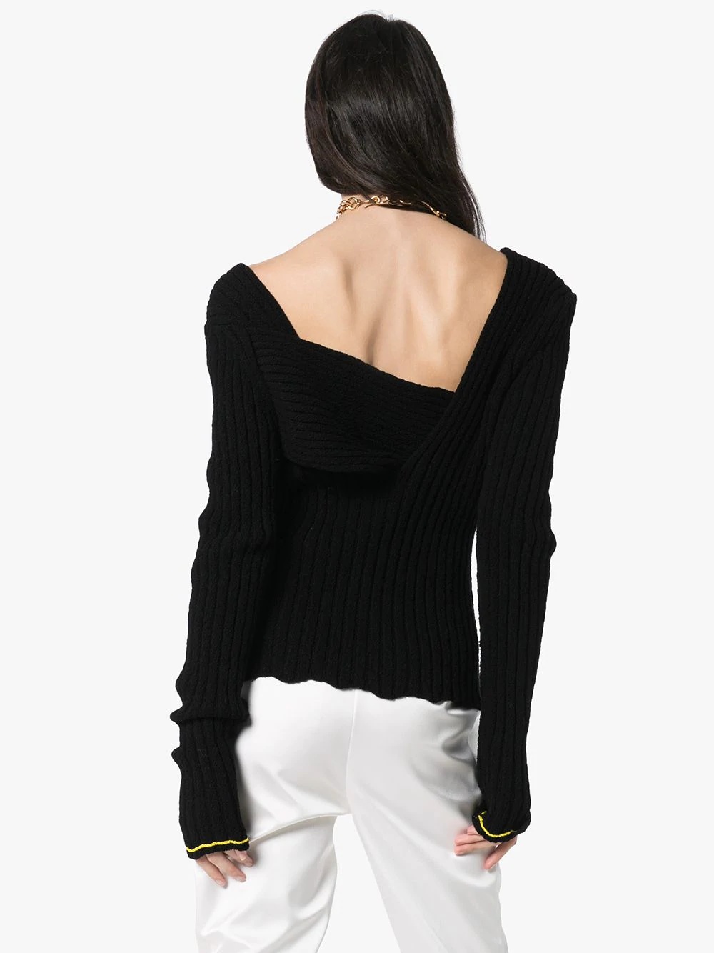 asymmetric V-neck knit top - 4