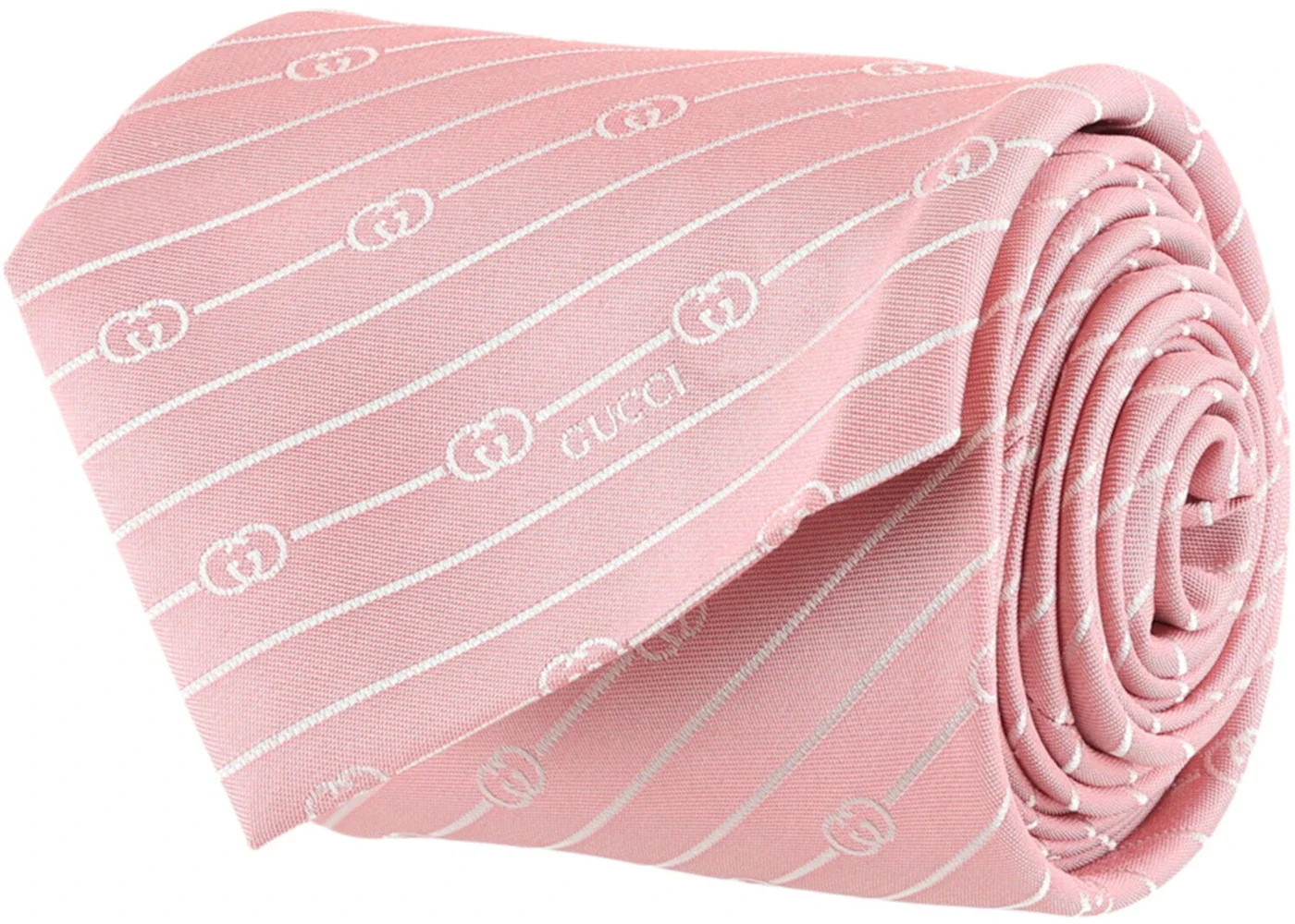 Gucci Interlocking G Silk Jacquard Tie Pink - 1