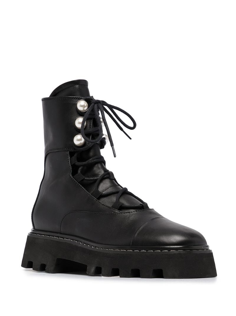 Nicholas Kirkwood Pearlogy Leather Combat Boots in Black