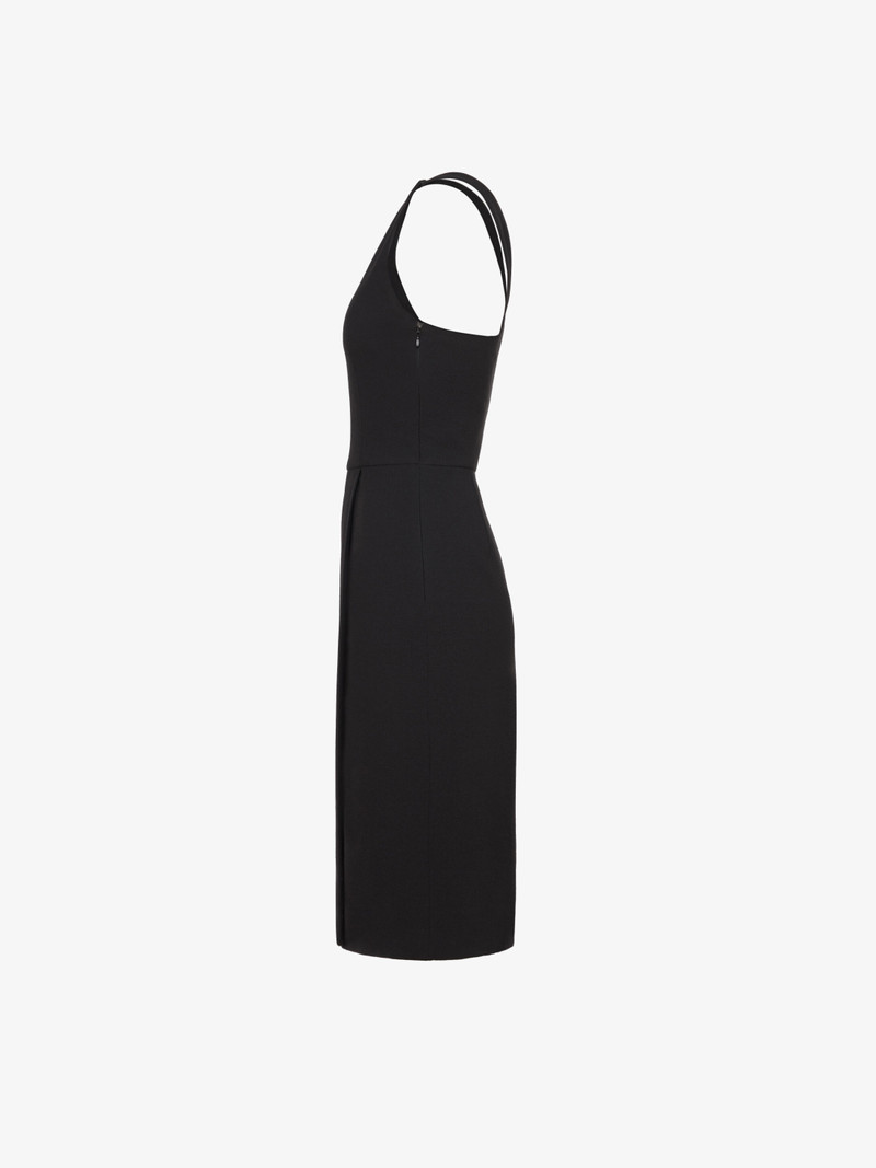 Short dress in crêpe de laine with graphic neckline 4