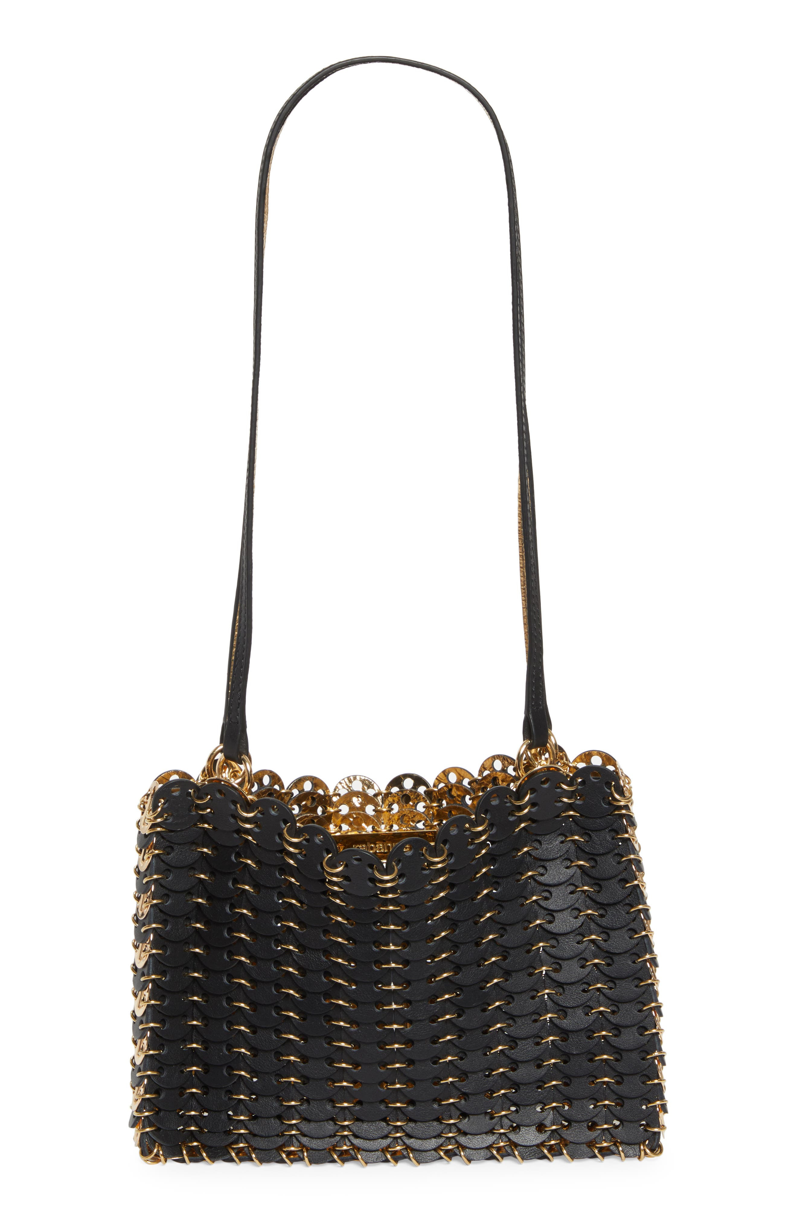 Rabanne Iconic 1969 Leather Shoulder Bag in Black /Gold at Nordstrom - 1