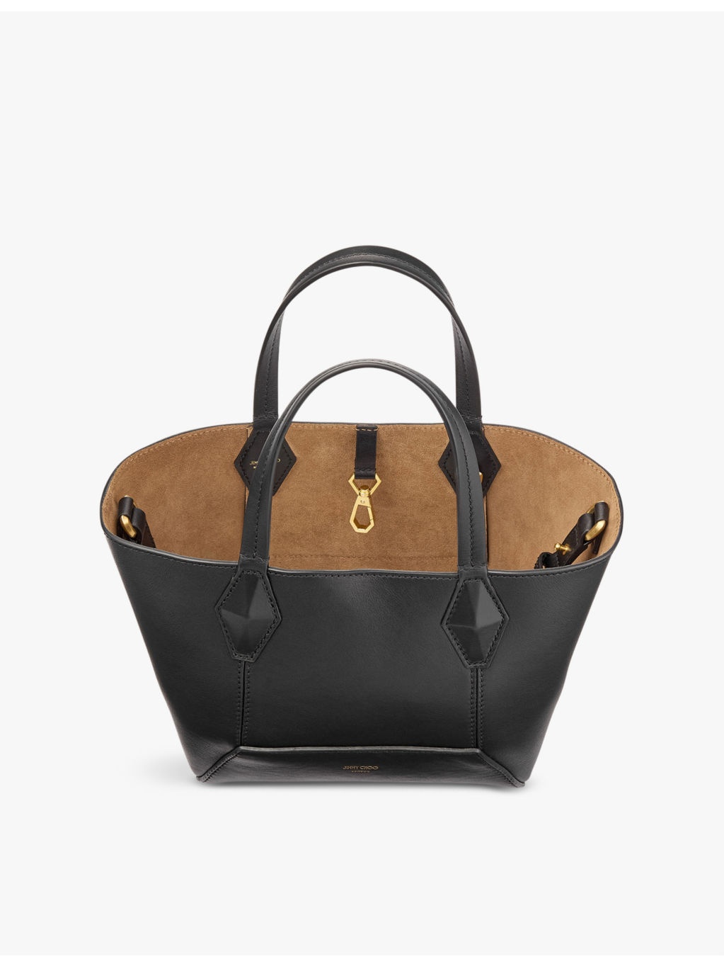 Diamond logo-embossed leather tote bag - 6