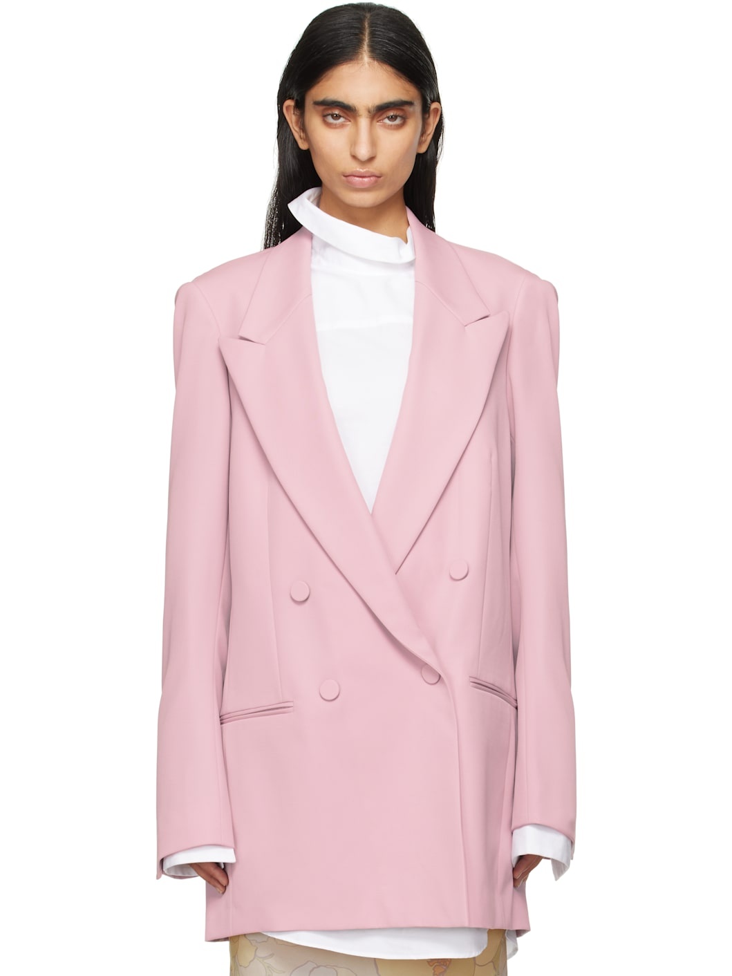 Pink Wool Blazer - 1