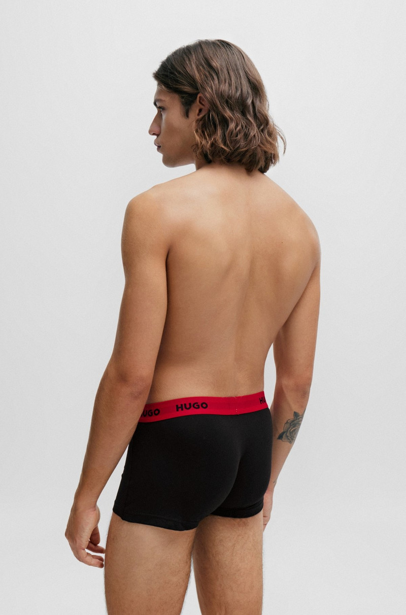 HUGO THREE-PACK OF LOGO-WAISTBAND TRUNKS IN STRETCH COTTON outlook