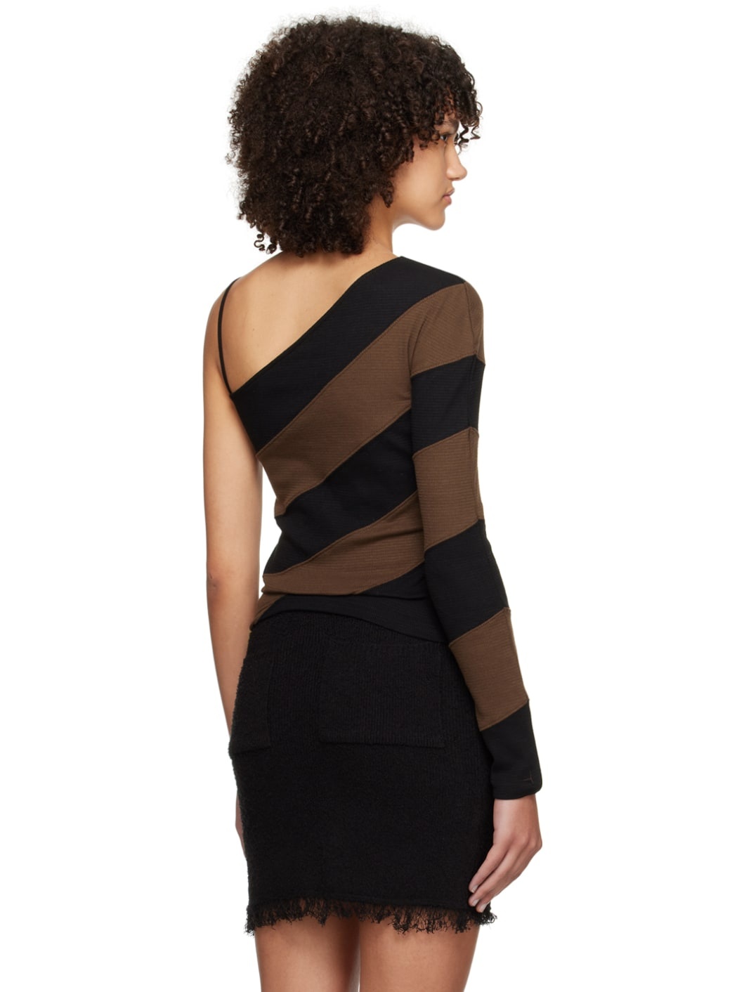 Brown & Black Oblique Long Sleeve T-Shirt - 3