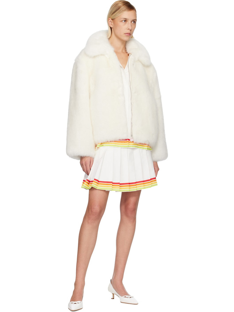 CASABLANCA White Zip Faux-Fur Jacket outlook
