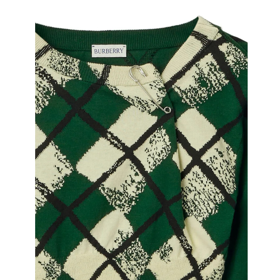 Burberry Argyle Fine-Knit Cropped Sweater - 7