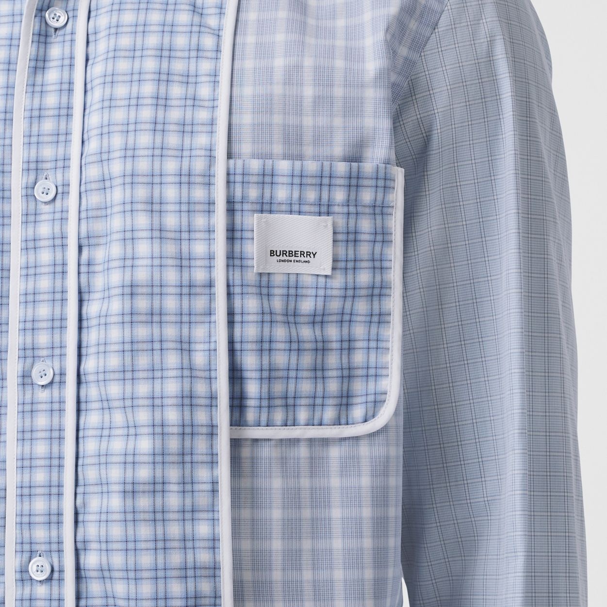 Logo Appliqué Contrast Check Cotton Shirt - 3