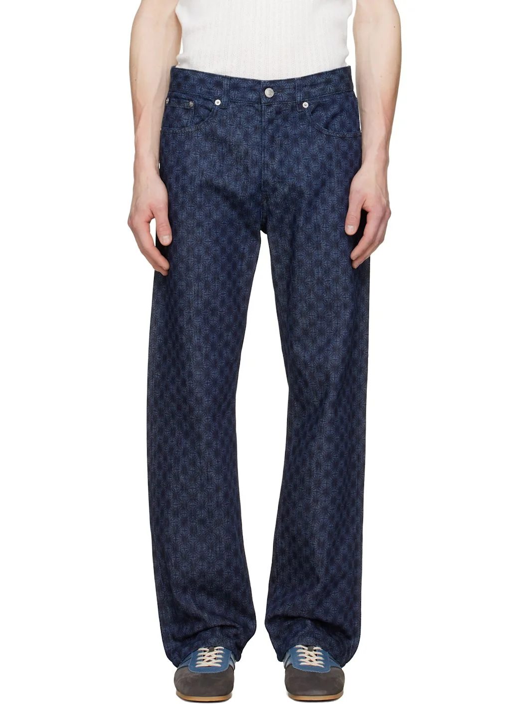 Navy Printed-Graphic Jeans - 1