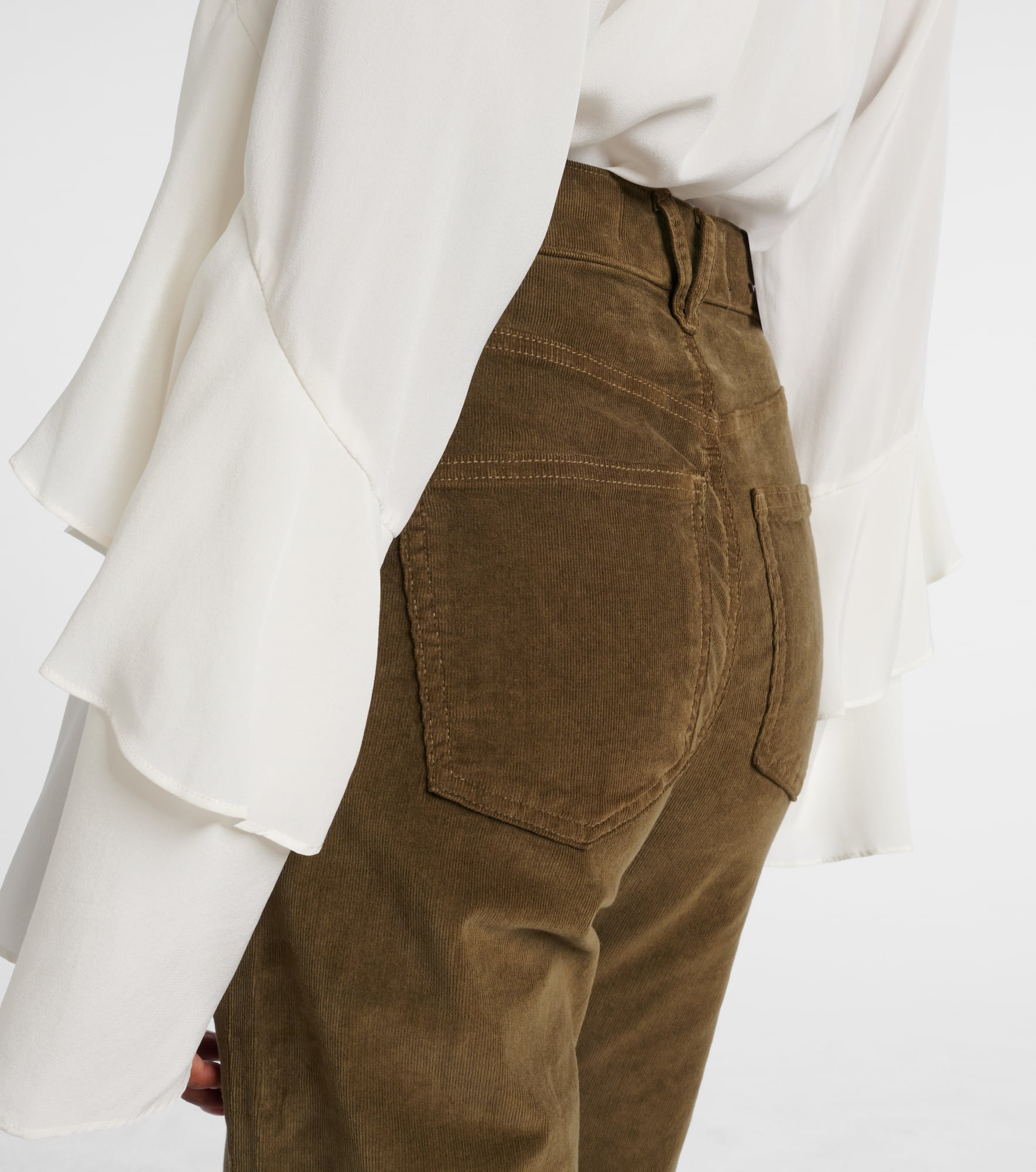 High-rise cotton corduroy wide-leg pants - 6