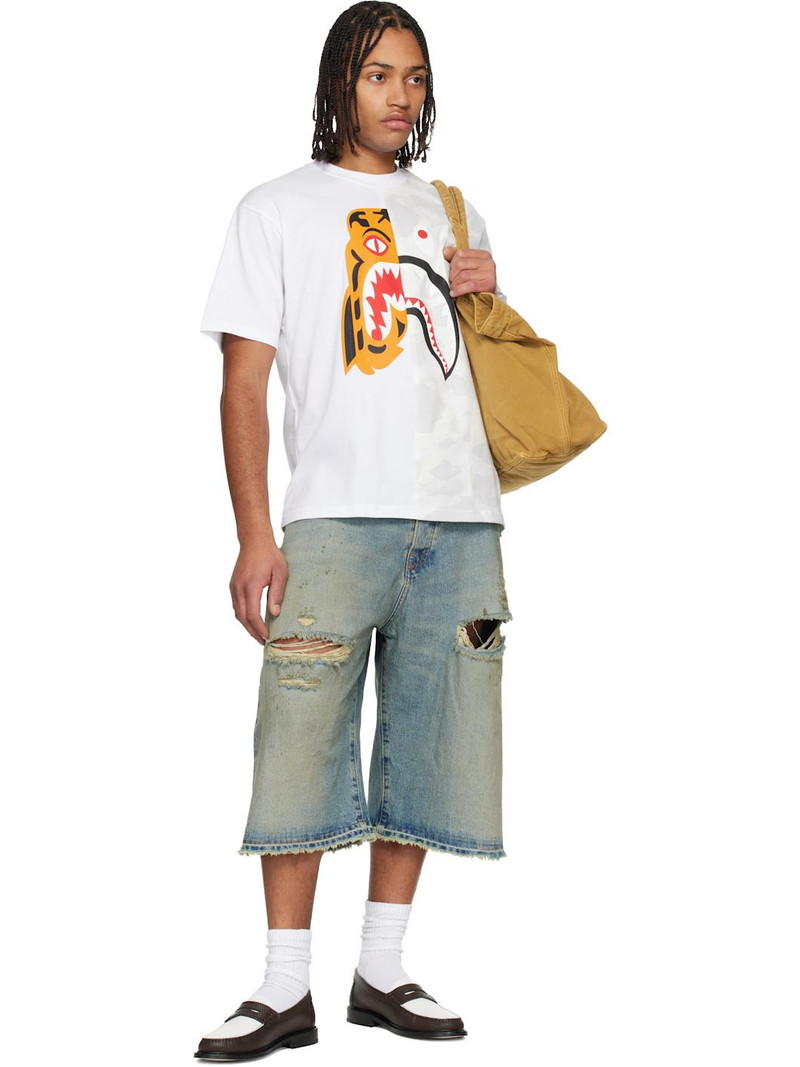 A BATHING APE® White City Camo Tiger Shark Relaxed Fit T-shirt outlook