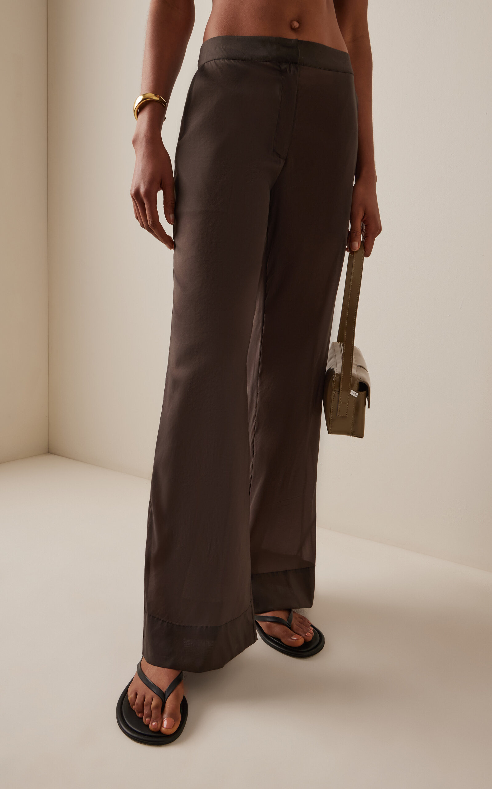 Transparent Silk-Blend Pants green - 3