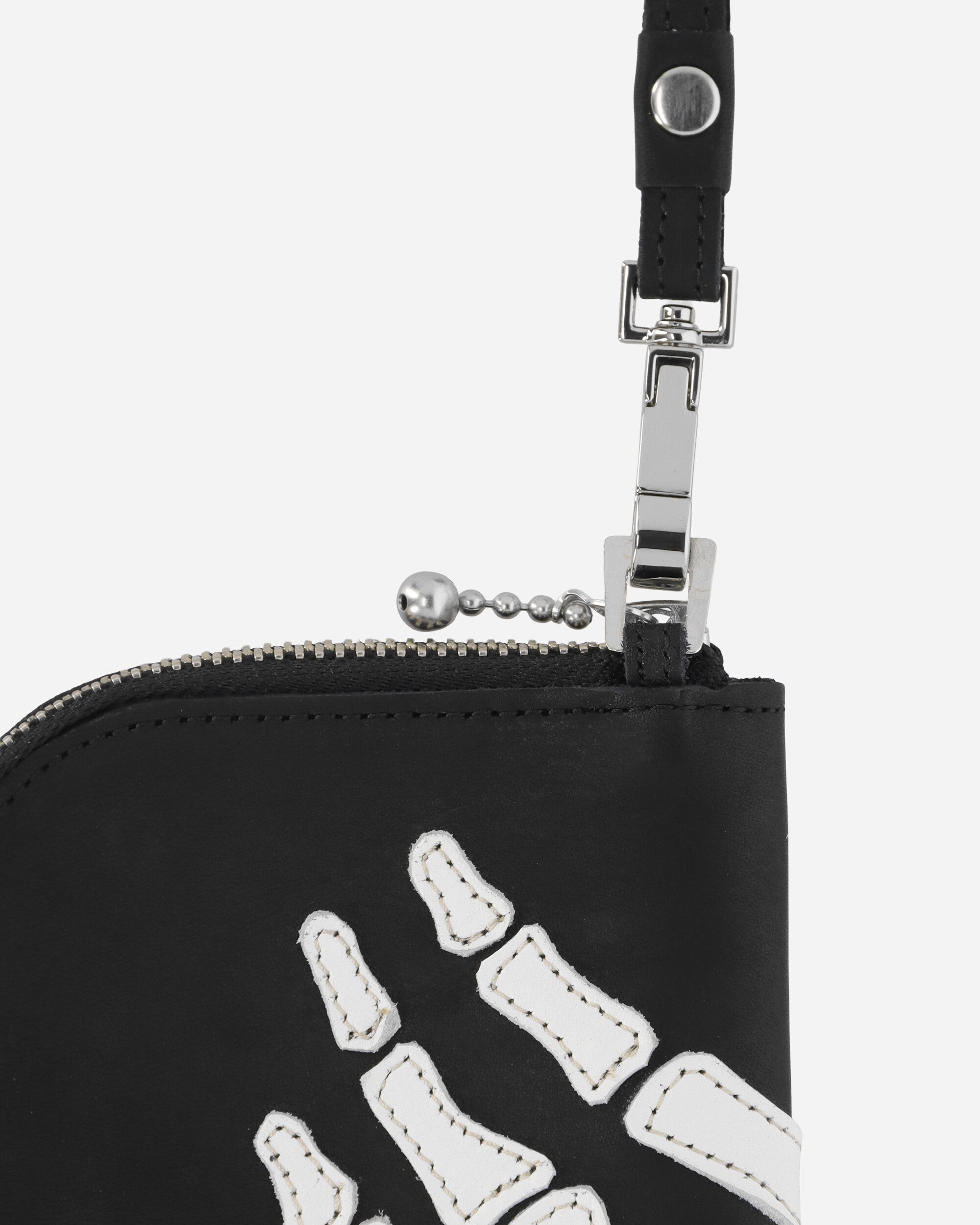 Thumb-Up Bone Hand Zip Neck Pouch Black - 6