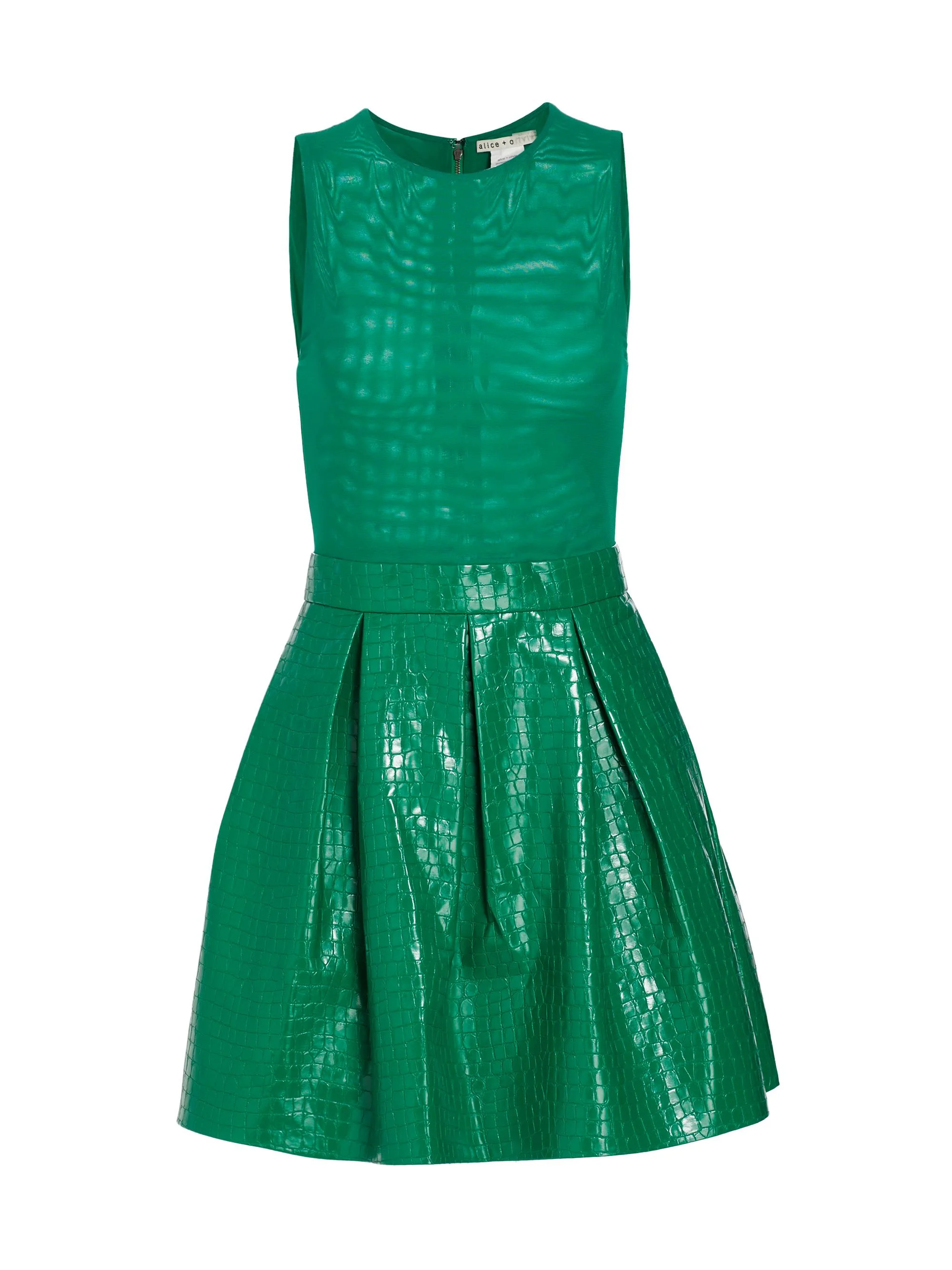 Women's Chara Croc-Embossed Minidress - Emerald - 1