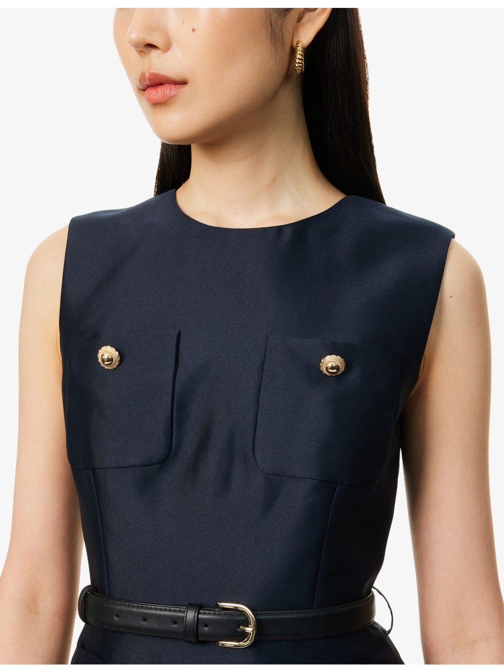 Pleated Sleeveless Woven Midi Dress - 5