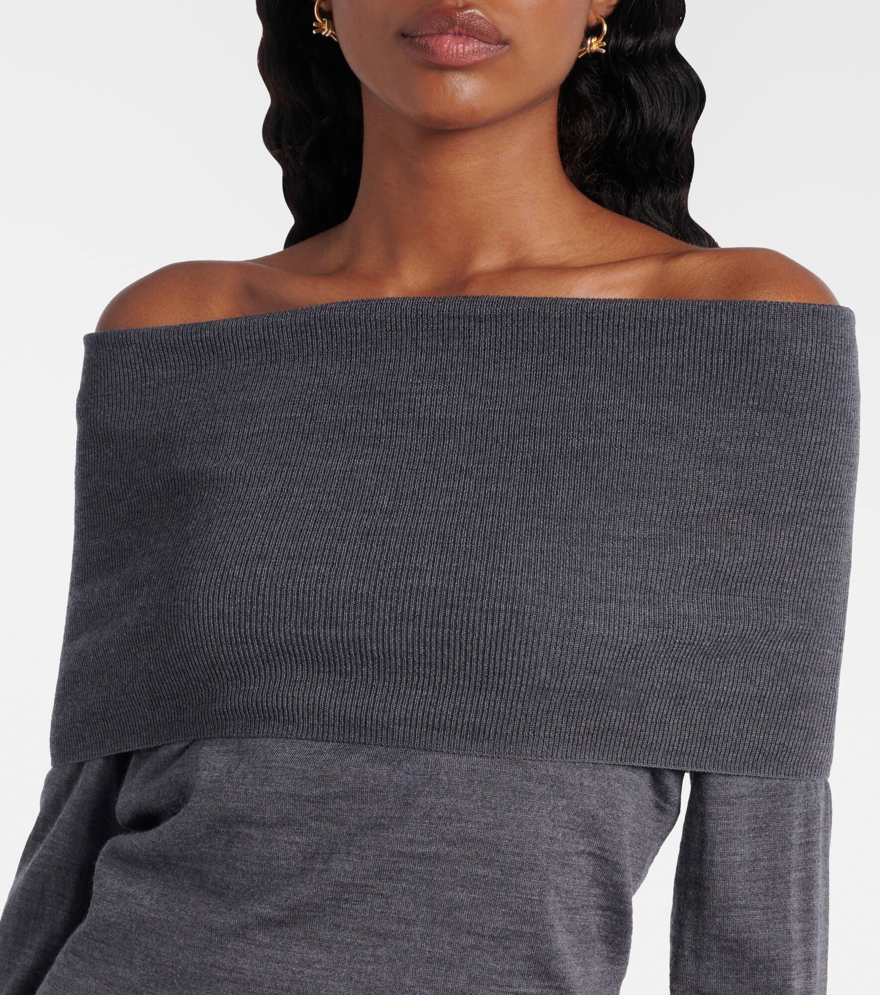 Off-shoulder virgin wool top - 4
