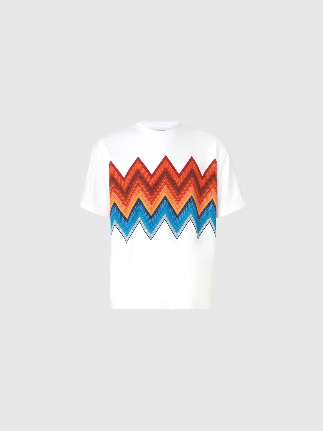 Cotton crewneck T-shirt with macro zigzag print - 1