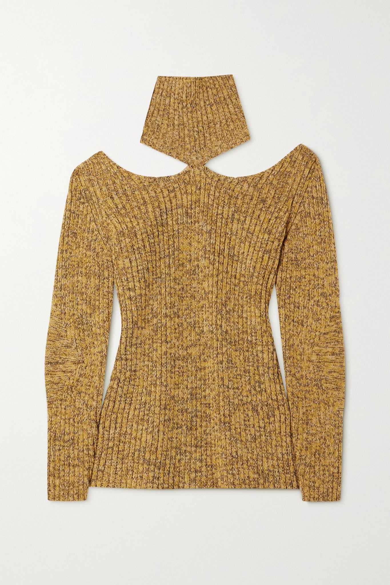 Cutout ribbed wool turtleneck sweater - 1