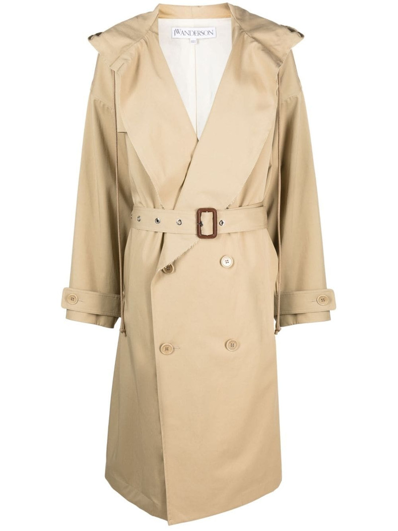 hooded double-breasted trench coat 1