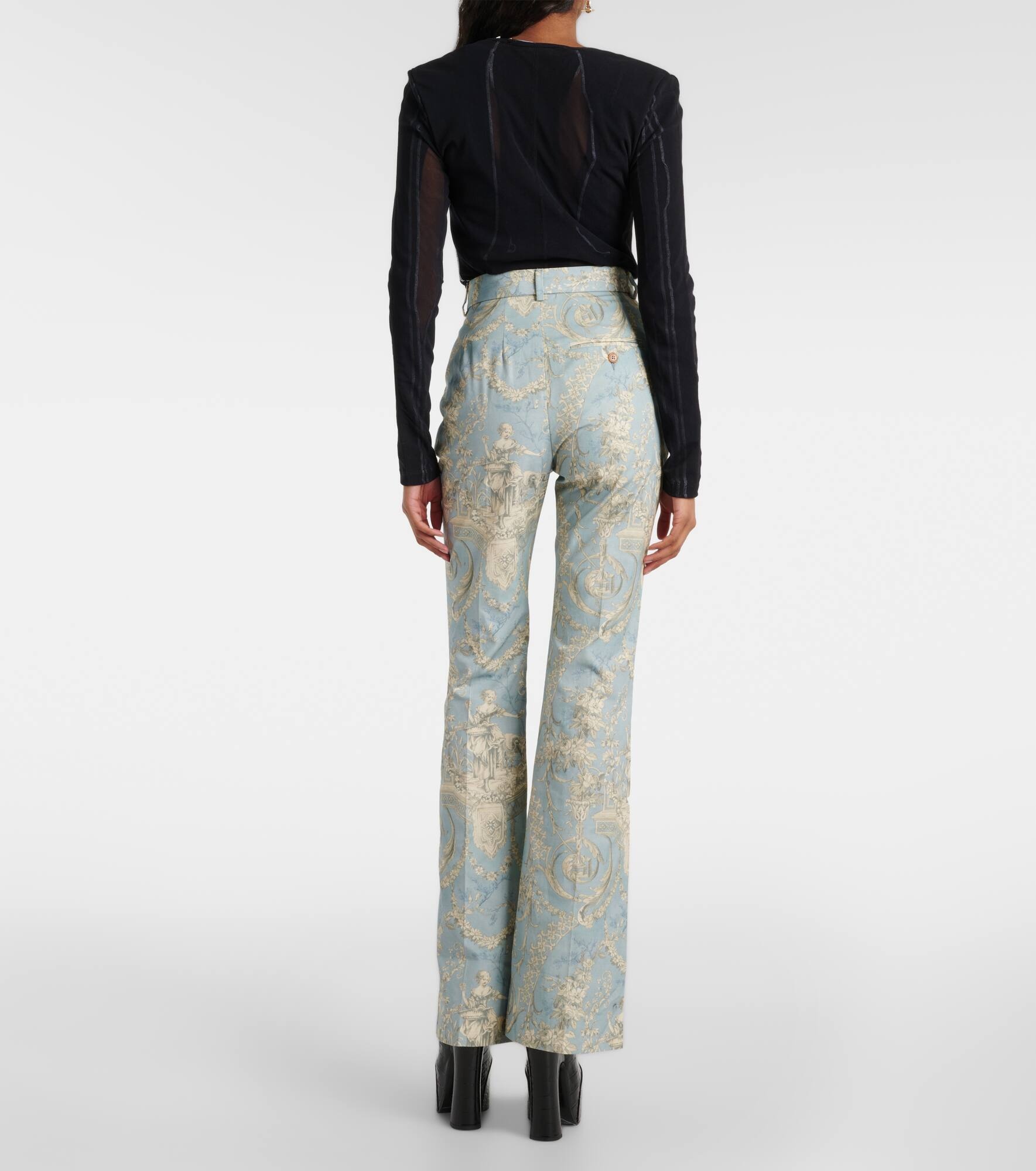 Ray printed high-rise cotton flared pants - 3