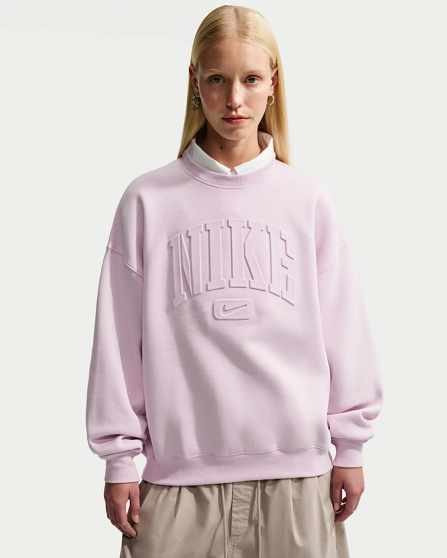 Nike Studio Fleece Medium Weight Women's Oversized Embossed Crew - 1