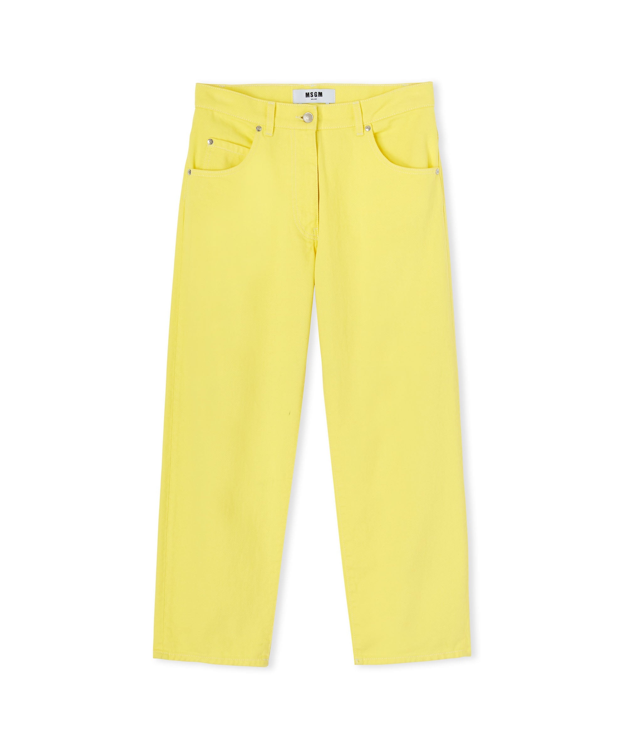 パンツ MSGM Women Straight Pants 3441MDB10 YELLOW MSGM Solid color Bull pants with straight legs | REVERSIBLE