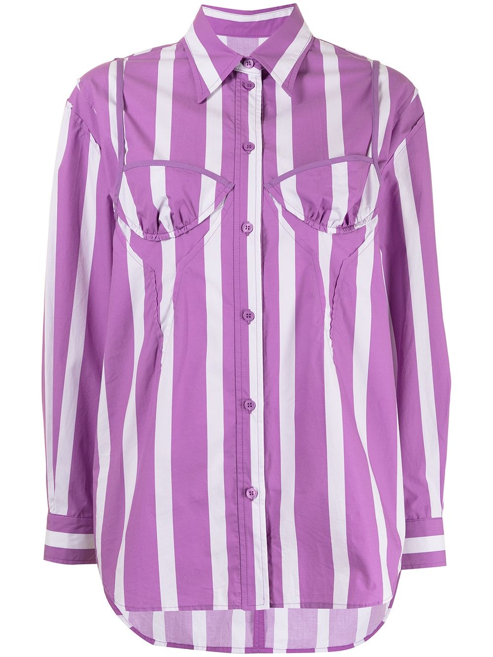 striped moulded-cup cotton shirt - 1