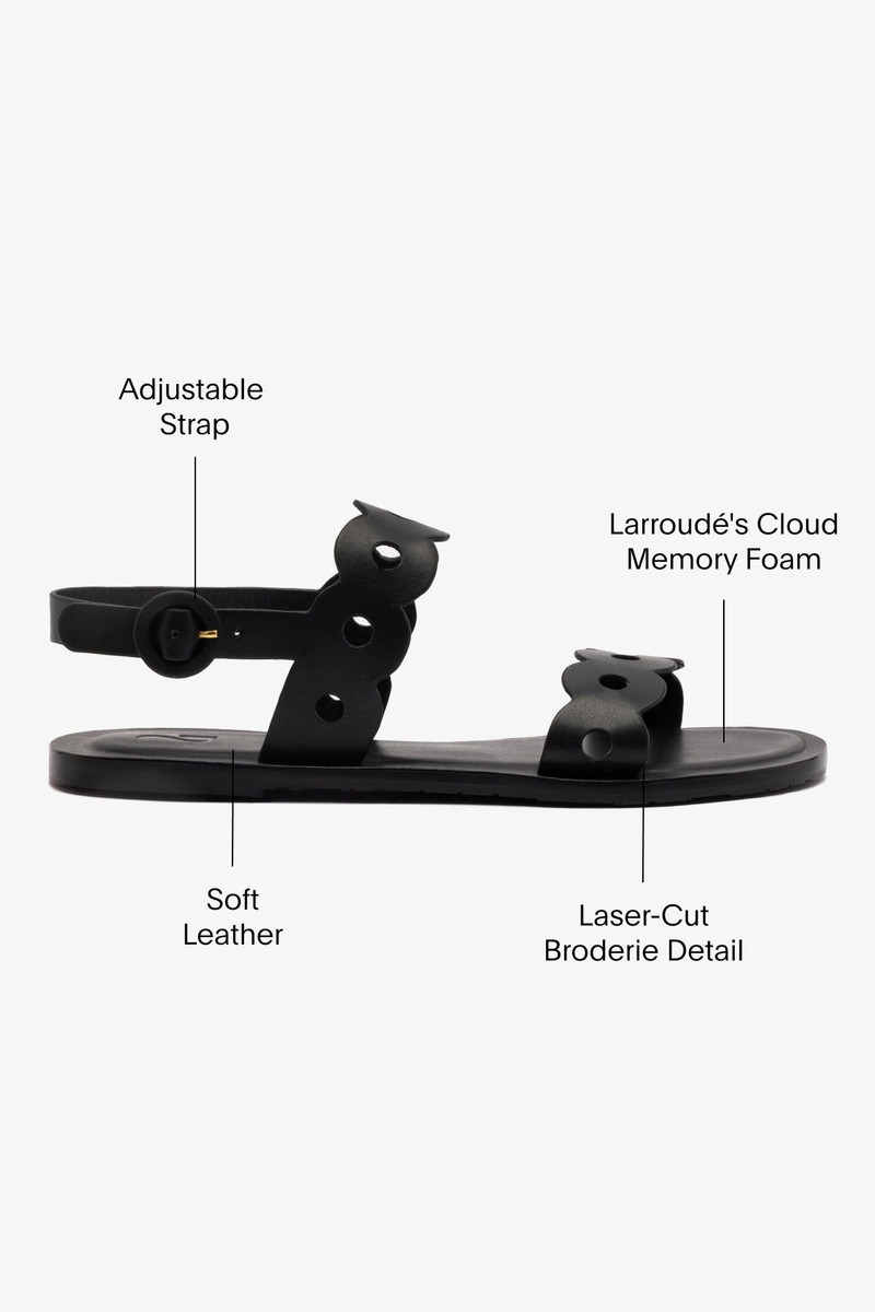 Florence Flat Sandal In Black Leather 3